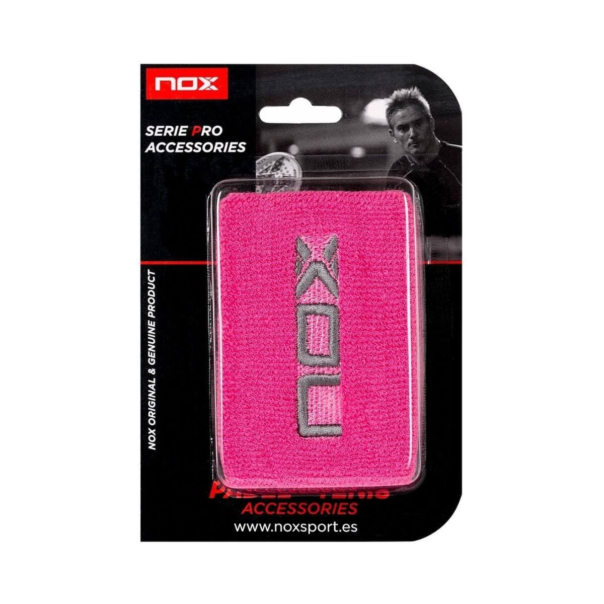 Muñequera Padel Nox Rosada logo Silver x2